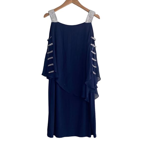 JBS Women Dress Women’s 1X Navy Rhinestone Evening Dress - Picture 1 of 11